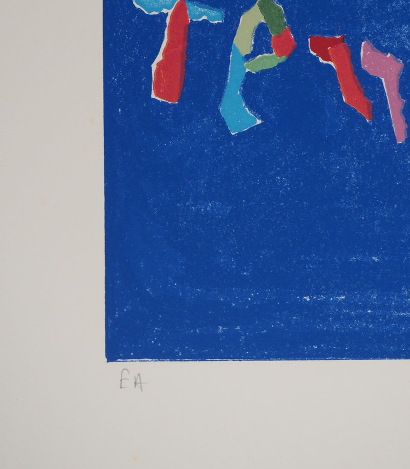 André LANSKOY : Dans le journal, Lithographie originale signée