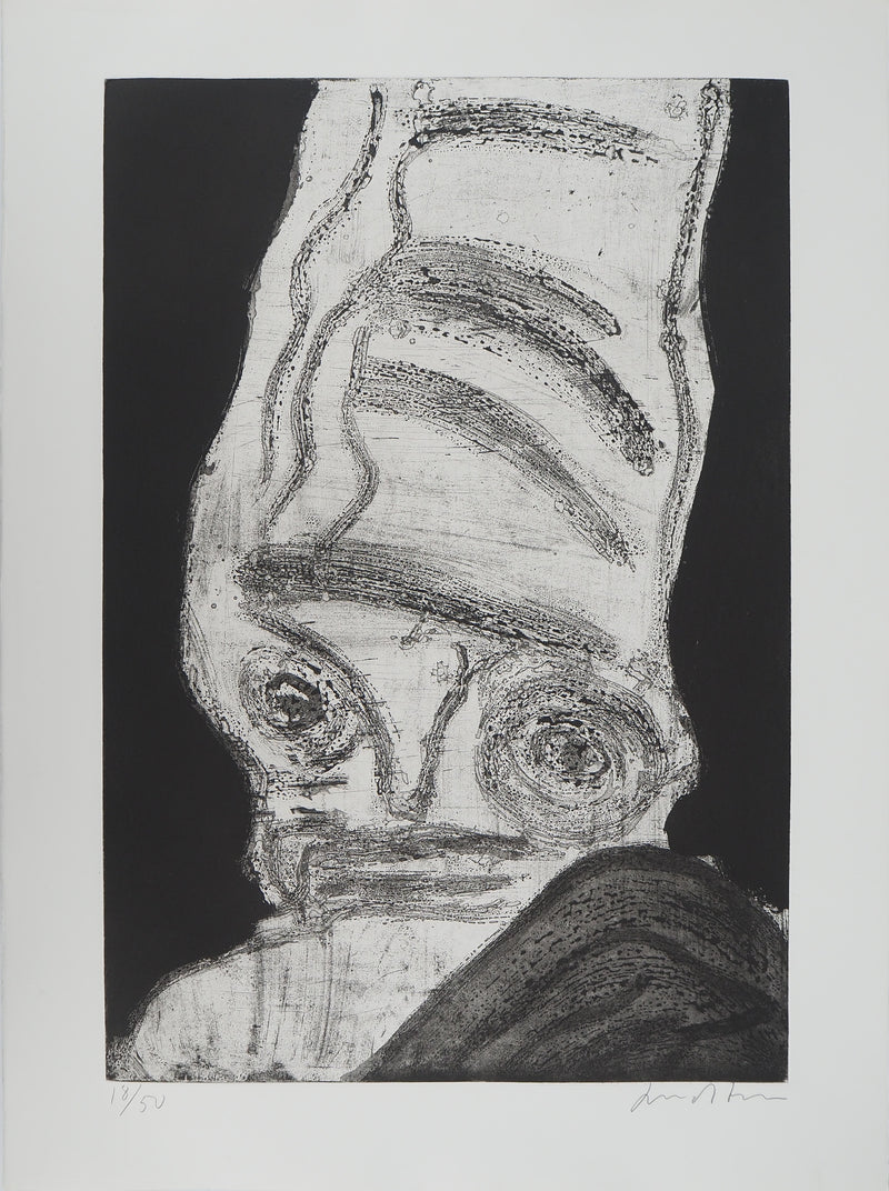 Bengt LINDSTROM : Le Chamane au chapeau, Gravure originale (vue générale) - Crédit photo : Galerie Art.Paris