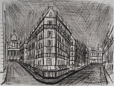 Bernard BUFFET : Paris, Notre-Dame de Lorette et le Sacré Coeur,, Gravure originale (photo de détail 3) - Crédit photo : Galerie Art.Paris