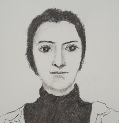 Mercédès GUINGOT : Femme au regard sévère, Dessin original signé