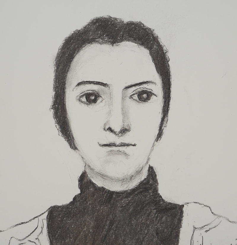 Mercédès GUINGOT : Femme au regard sévère, Dessin original signé