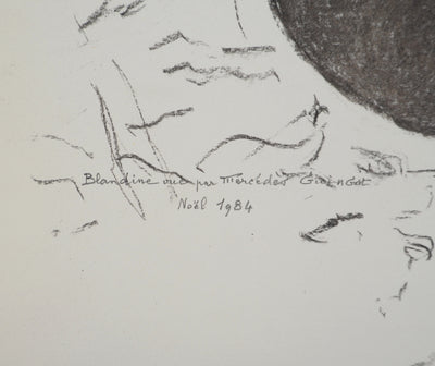 Mercédès GUINGOT : Femme au regard sévère, Dessin original signé