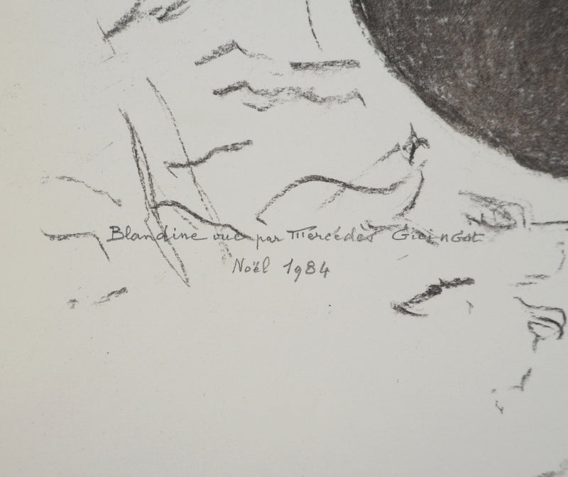 Mercédès GUINGOT : Femme au regard sévère, Dessin original signé