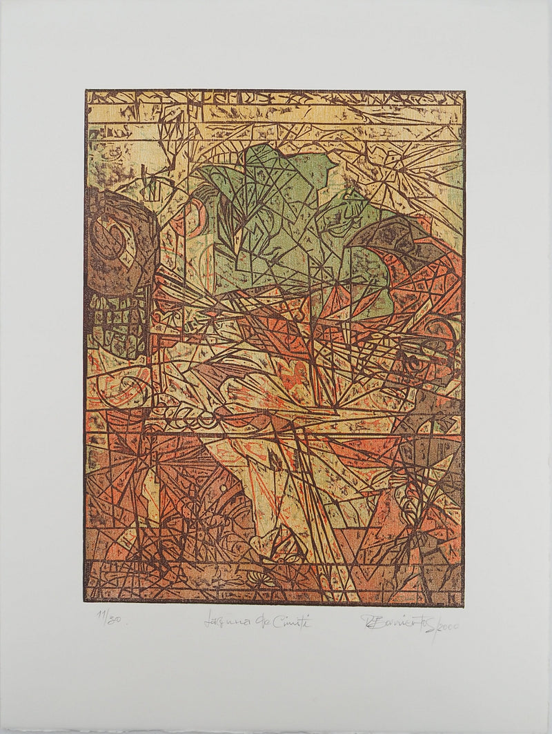 Rodrigo BARRIENTOS : Composition abstraite, Gravure originale signée