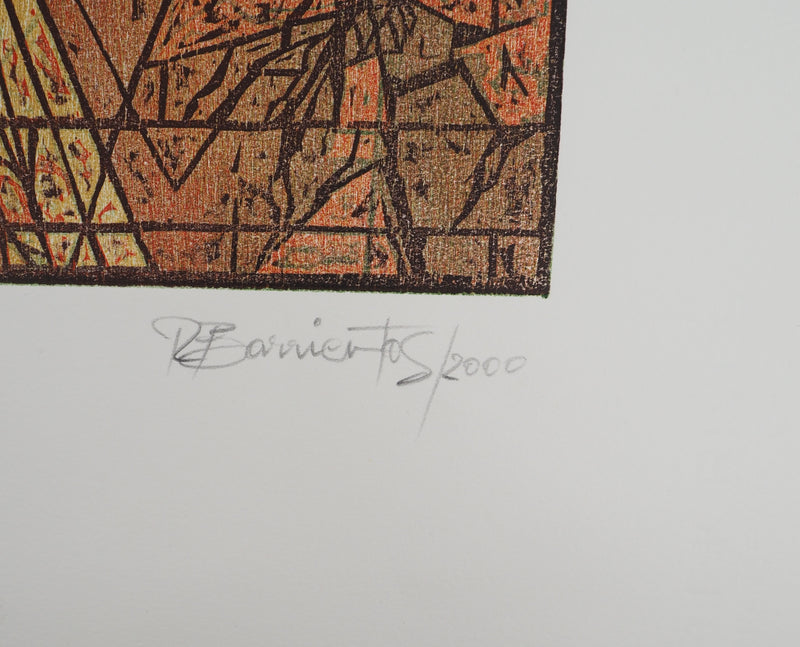 Rodrigo BARRIENTOS : Composition abstraite, Gravure originale signée