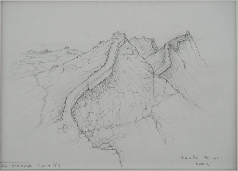 Cécile REIMS : La grande muraille, Dessin original signé