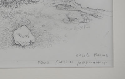 Cécile REIMS : La grande muraille II, Dessin original signé