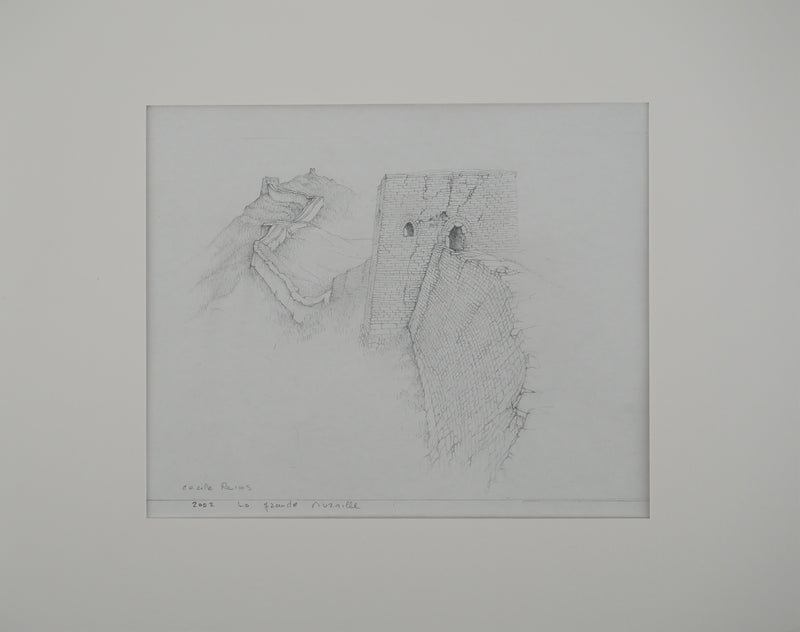 Cécile REIMS : La grande muraille III, Dessin original signé