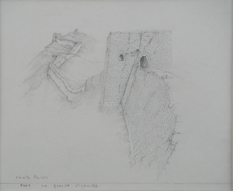 Cécile REIMS : La grande muraille III, Dessin original signé