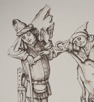 Cécile REIMS : Les chiens entrelacés, H, Gravure originale signée