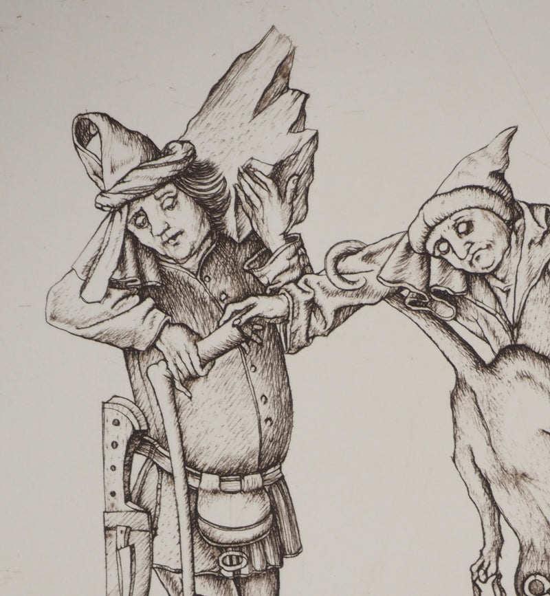Cécile REIMS : Les chiens entrelacés, H, Gravure originale signée