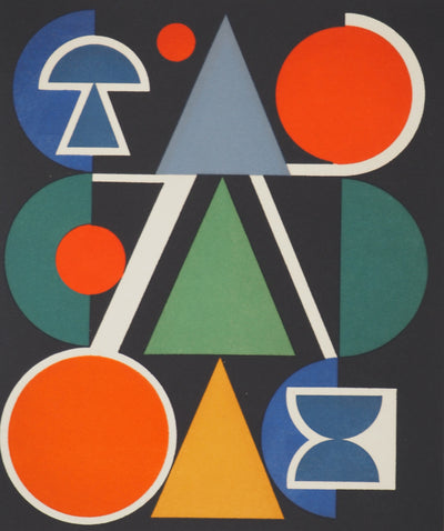Auguste HERBIN : Composition sur le mot Rouge, Lithographie originale