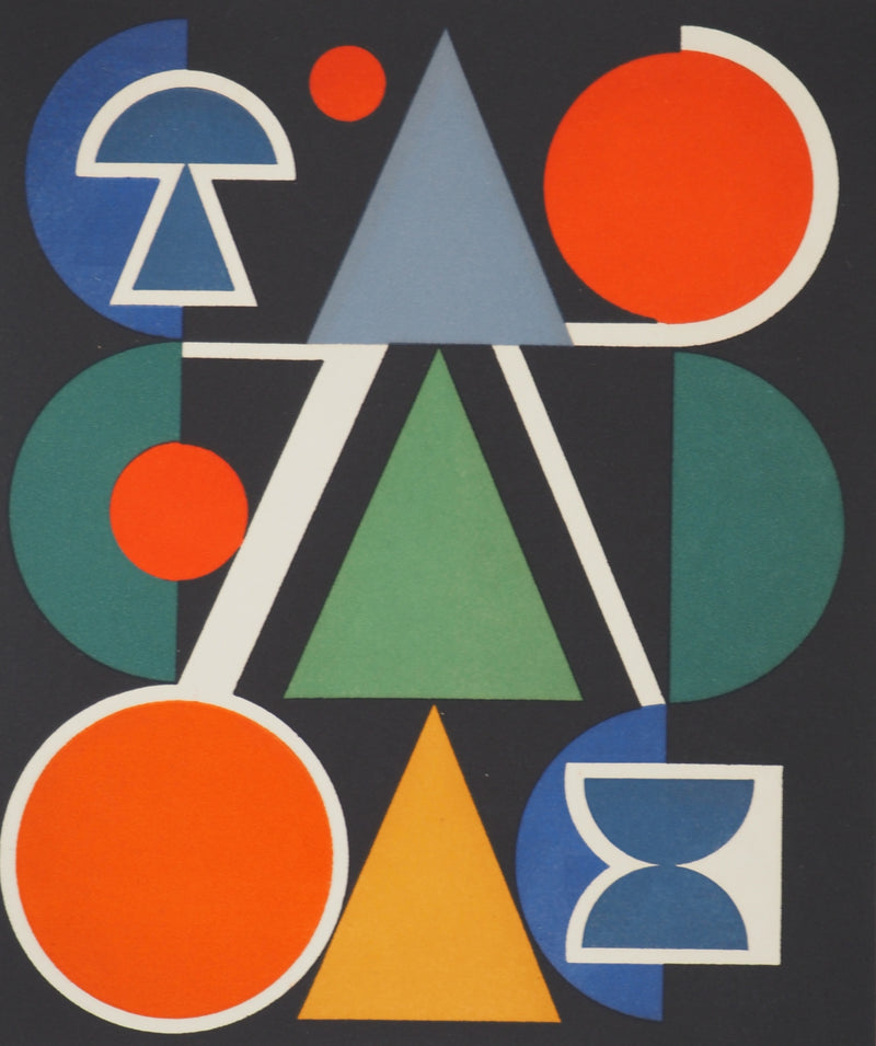 Auguste HERBIN : Composition sur le mot Rouge, Lithographie originale