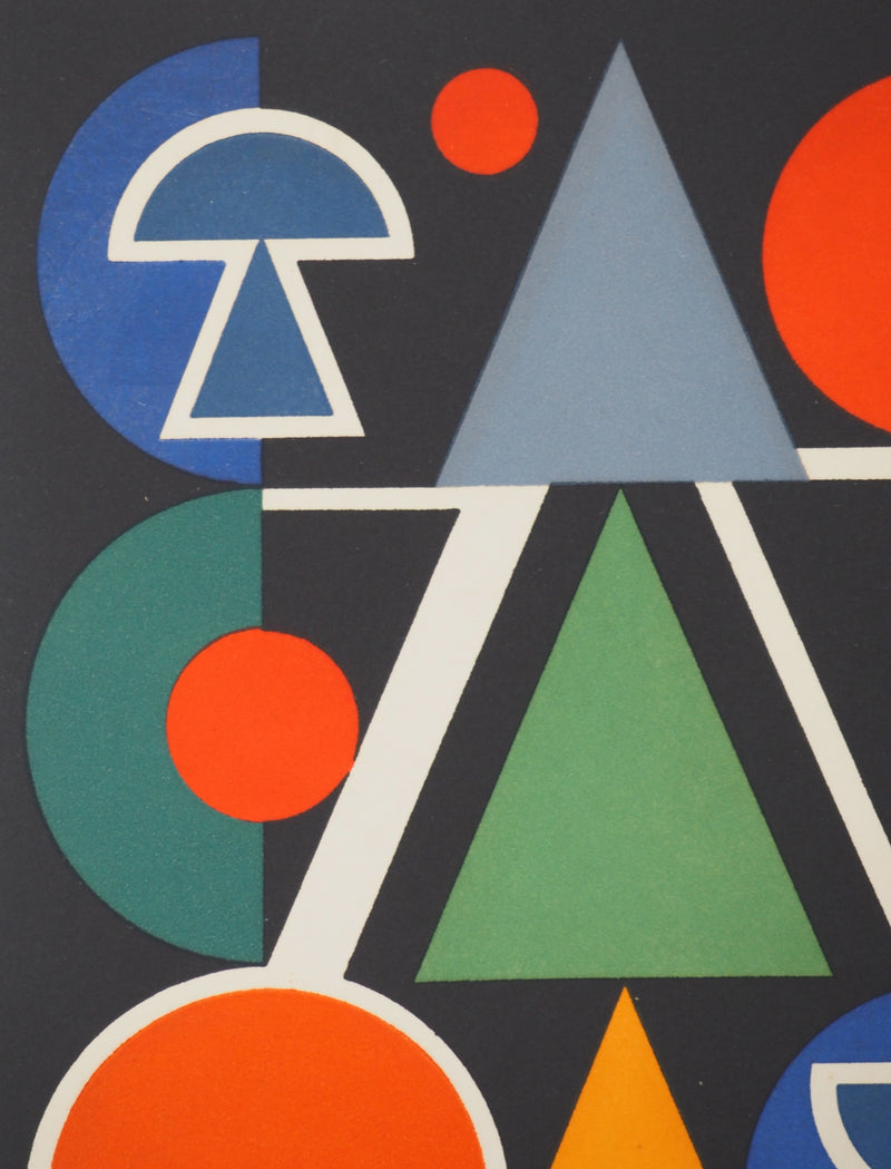 Auguste HERBIN : Composition sur le mot Rouge, Lithographie originale