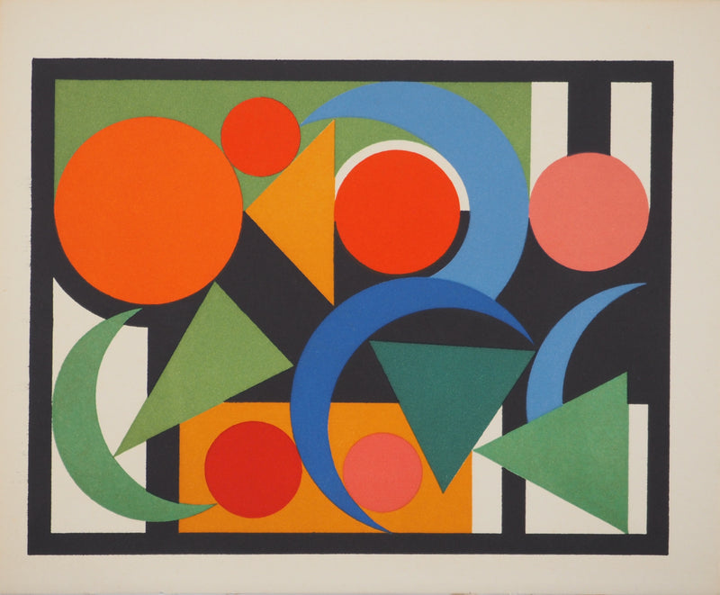 Auguste HERBIN : Composition sur les mots Fer Acier, Lithographie originale