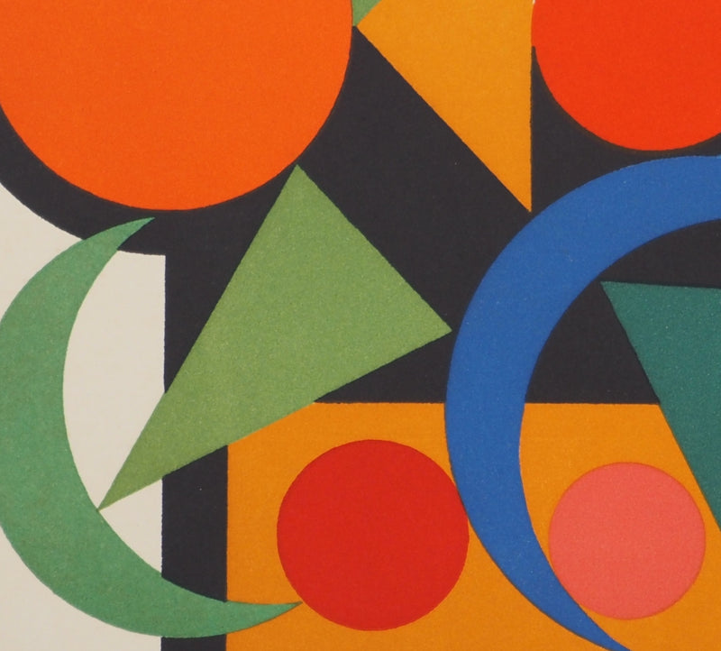 Auguste HERBIN : Composition sur les mots Fer Acier, Lithographie originale