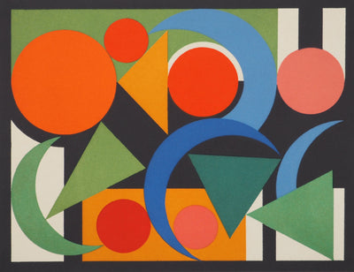 Auguste HERBIN : Composition sur les mots Fer Acier, Lithographie originale