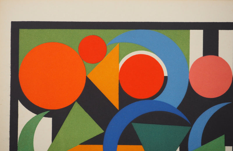 Auguste HERBIN : Composition sur les mots Fer Acier, Lithographie originale