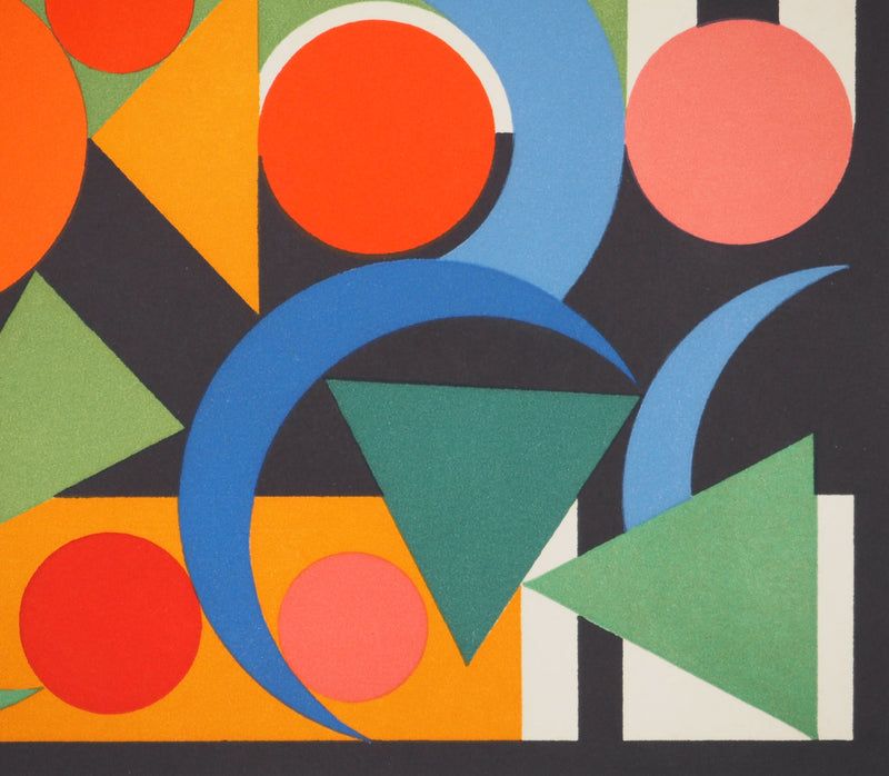 Auguste HERBIN : Composition sur les mots Fer Acier, Lithographie originale
