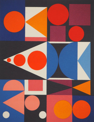Auguste HERBIN : Composition sur les mots Fleur Fruit, Lithographie originale
