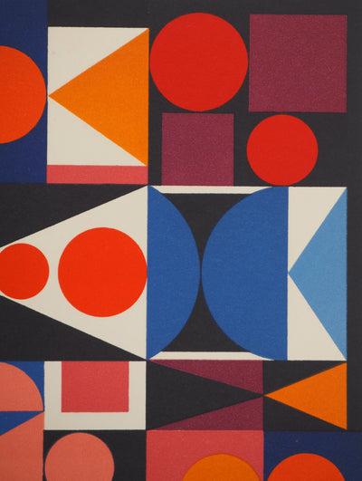 Auguste HERBIN : Composition sur les mots Fleur Fruit, Lithographie originale
