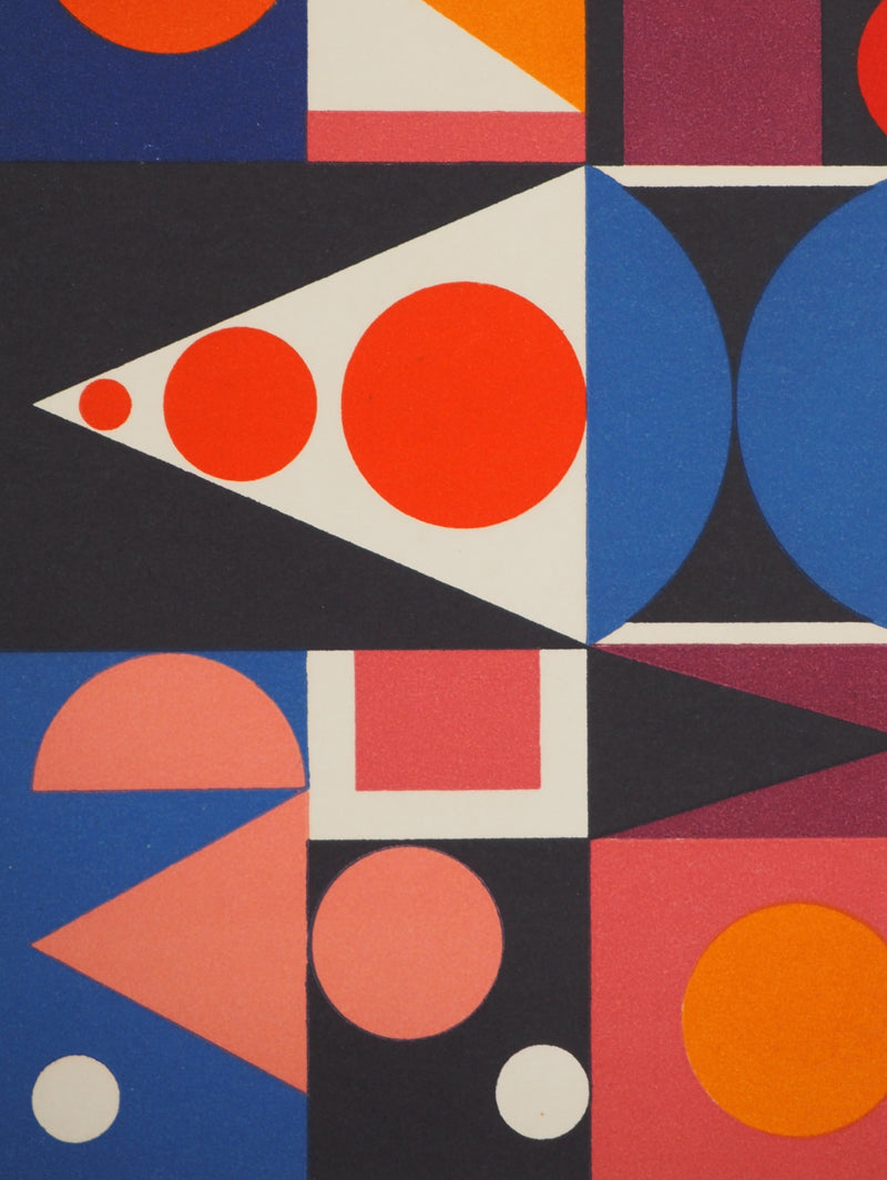 Auguste HERBIN : Composition sur les mots Fleur Fruit, Lithographie originale