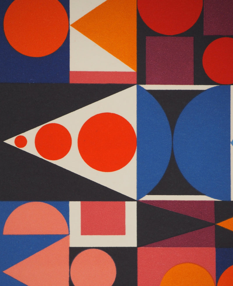 Auguste HERBIN : Composition sur les mots Fleur Fruit, Lithographie originale