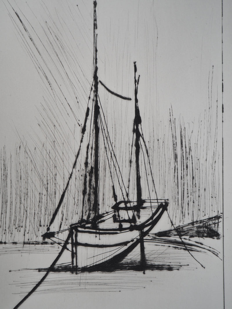 Bernard BUFFET : Bateau à marée basse, Gravure originale (photo de détail 5) - Crédit photo : Galerie Art.Paris