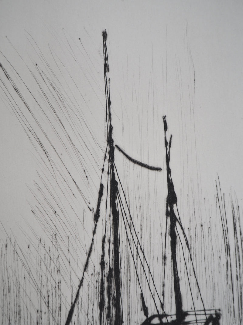 Bernard BUFFET : Bateau à marée basse, Gravure originale (photo de détail 6) - Crédit photo : Galerie Art.Paris