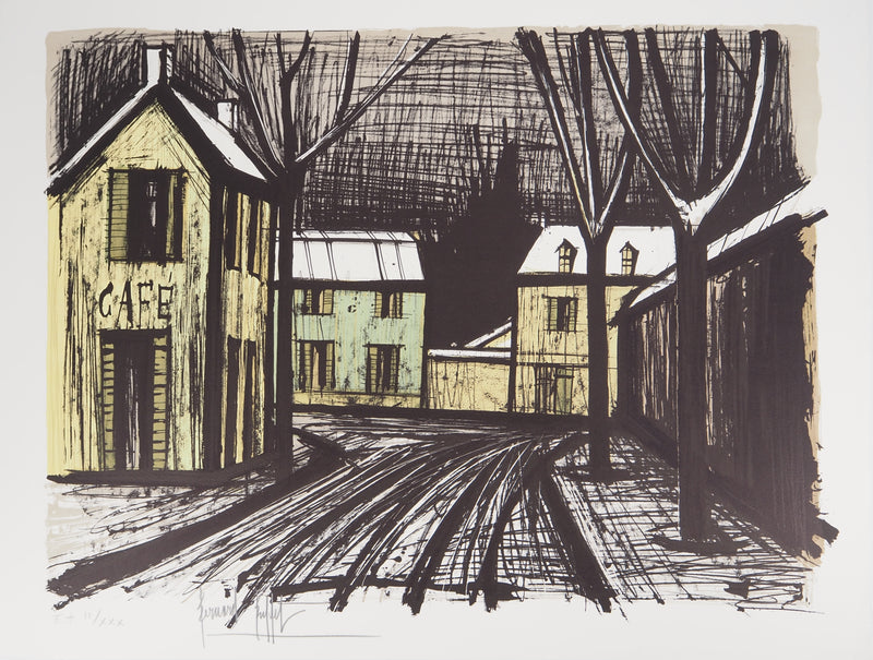 Bernard BUFFET : Village sous la neige, Lithographie originale (vue générale) - Crédit photo : Galerie Art.Paris