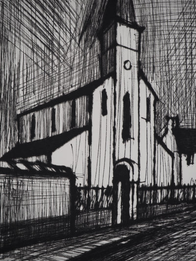 Bernard BUFFET : Eglise de campagne, Gravure originale (photo de détail 4) - Crédit photo : Galerie Art.Paris