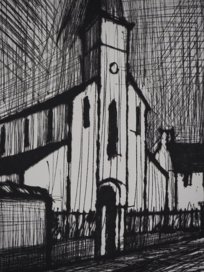 Bernard BUFFET : Eglise de campagne, Gravure originale (photo de détail 5) - Crédit photo : Galerie Art.Paris