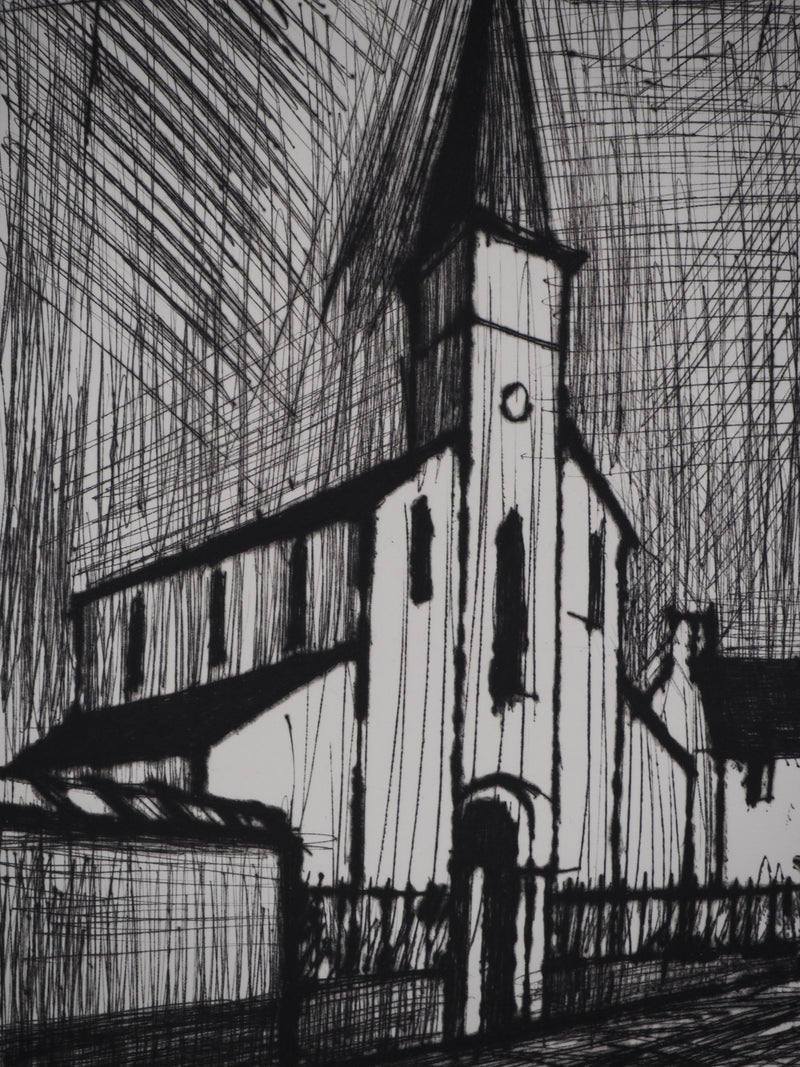 Bernard BUFFET : Eglise de campagne, Gravure originale (photo de détail 6) - Crédit photo : Galerie Art.Paris