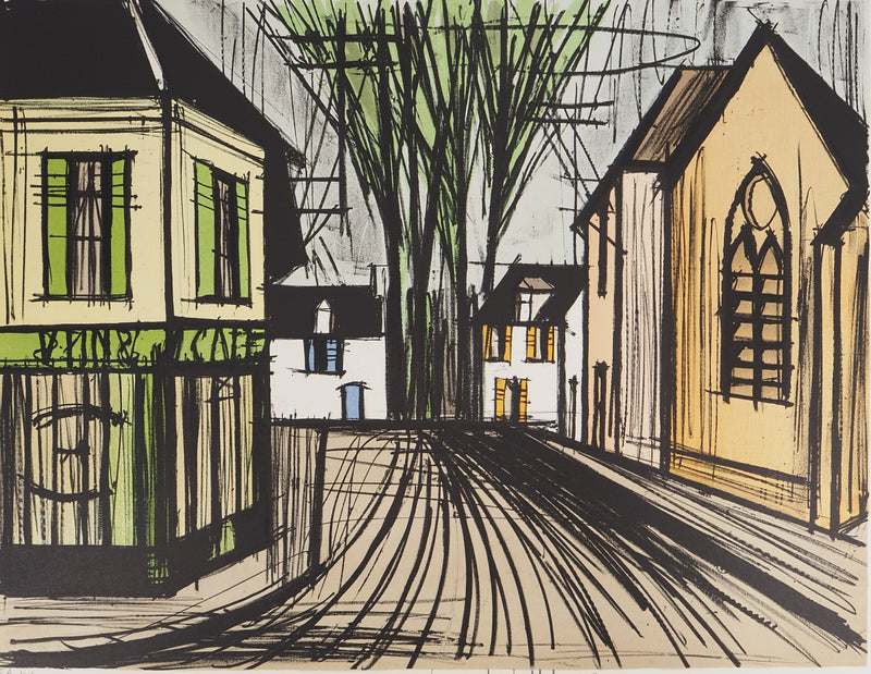 Bernard BUFFET : Village en Normandie,, Lithographie originale (photo de détail 3) - Crédit photo : Galerie Art.Paris