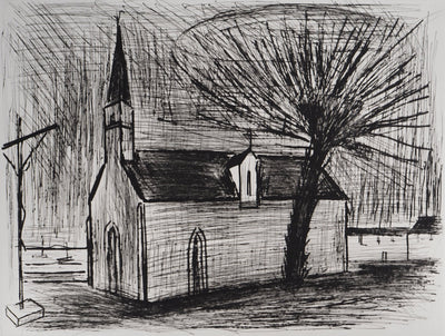 Bernard BUFFET : Bretagne, Chapelle et calvaire, Gravure originale (photo de détail 3) - Crédit photo : Galerie Art.Paris