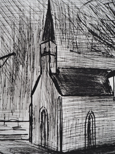 Bernard BUFFET : Bretagne, Chapelle et calvaire, Gravure originale (photo de détail 5) - Crédit photo : Galerie Art.Paris