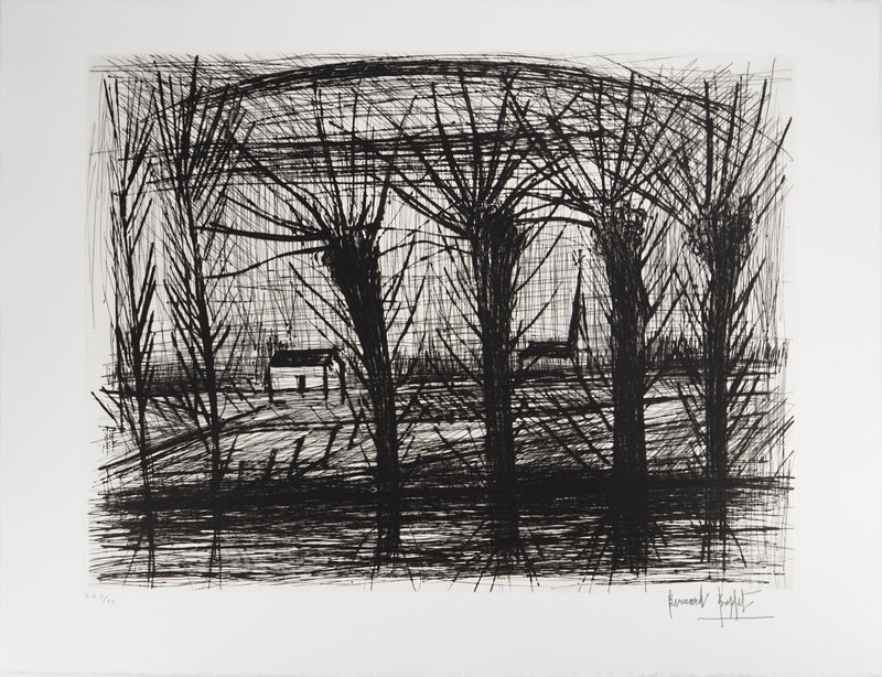 Bernard BUFFET : Saules au bord de la rivière, Gravure originale (vue générale) - Crédit photo : Galerie Art.Paris