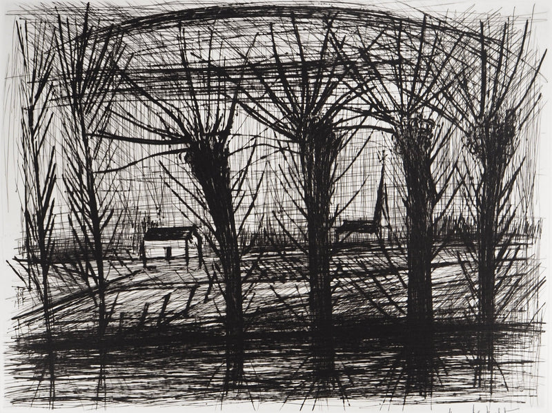 Bernard BUFFET : Saules au bord de la rivière, Gravure originale (photo de détail 3) - Crédit photo : Galerie Art.Paris