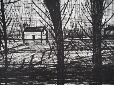 Bernard BUFFET : Saules au bord de la rivière, Gravure originale (photo de détail 4) - Crédit photo : Galerie Art.Paris