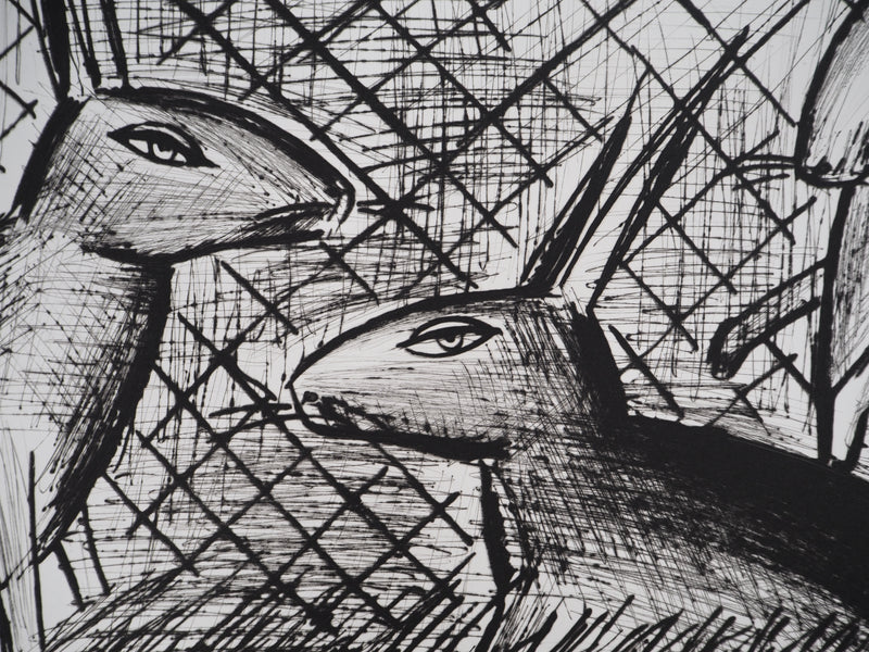 Bernard BUFFET : Les lapins, Gravure originale (photo de détail 4) - Crédit photo : Galerie Art.Paris