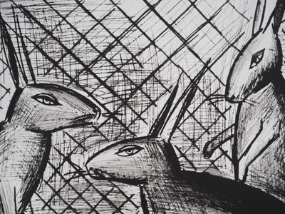 Bernard BUFFET : Les lapins, Gravure originale (photo de détail 6) - Crédit photo : Galerie Art.Paris