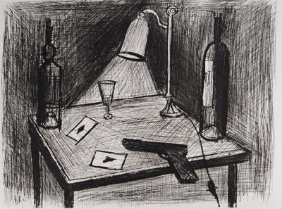 Bernard BUFFET : Le jeu de cartes, le pistolet, Gravure originale (photo de détail 3) - Crédit photo : Galerie Art.Paris