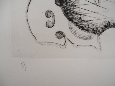 ARMAN : Assemblage de chevalets et violon, Gravure originale signée