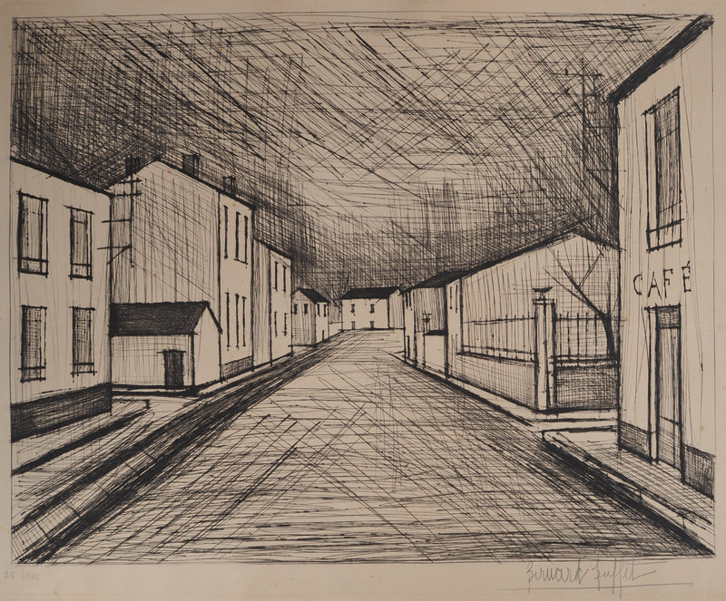 Bernard BUFFET : Silence au village, Gravure originale (photo de détail 3) - Crédit photo : Galerie Art.Paris