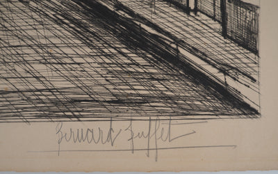Bernard BUFFET : Silence au village, Gravure originale (photo de détail 2) - Crédit photo : Galerie Art.Paris