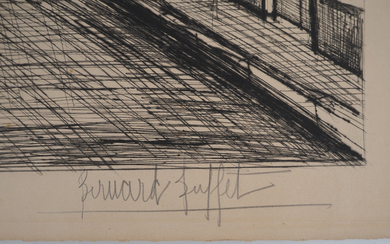 Bernard BUFFET : Silence au village, Gravure originale (photo de détail 2) - Crédit photo : Galerie Art.Paris