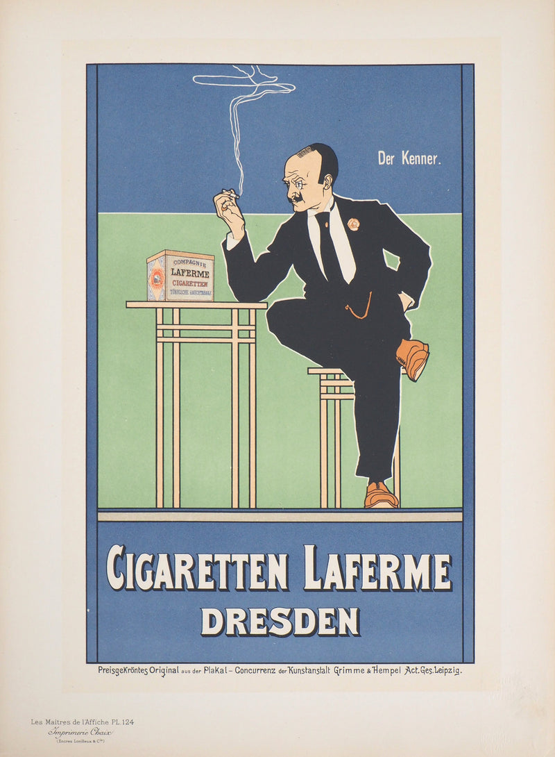 ADA Fritz REHM, Cigarette Laferme, Original signed lithograph, 1897
