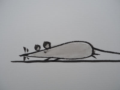 Laszlo TIBAY : Le chat jouant avec la souris, Dessin original à l'encre signé