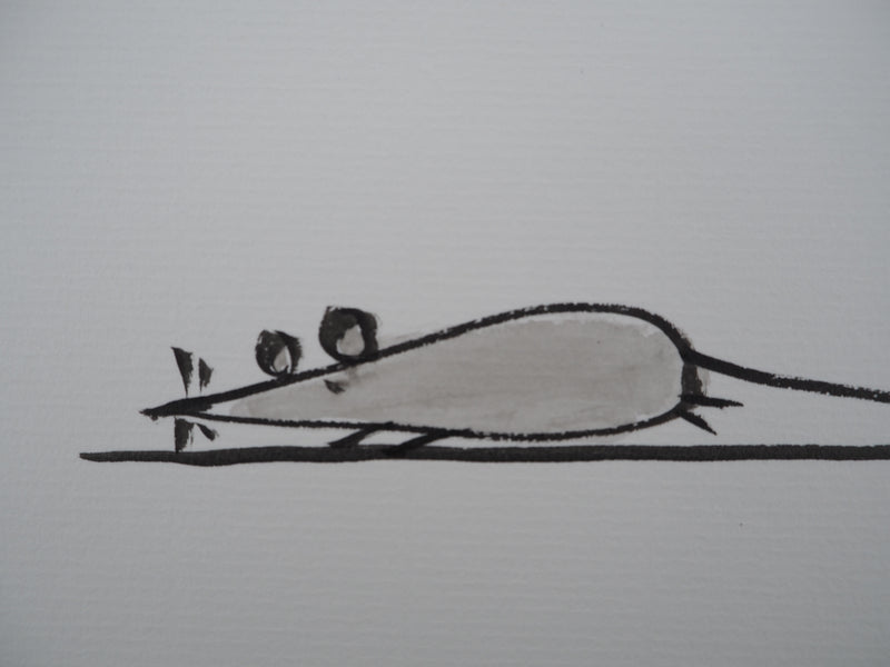 Laszlo TIBAY : Le chat jouant avec la souris, Dessin original à l&