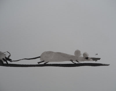 Laszlo TIBAY : Le chat tenant la souris, Dessin original à l'encre signé